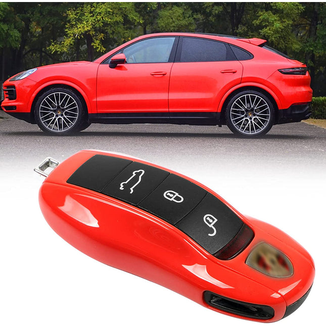 Jaronx Compatible with Porsche Key Fob Cover, Key Cover Compatible with Porsche Cayenne Panamera Macan Cayman 911 Key Fob Cover Key Shell Compatible with Porsche Key Accessories (Lava Orange)