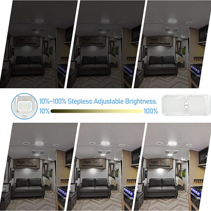 Jaronx RV Interior Light LED 12V DC,Dimmable 3 Color 1700LM 204 LEDs RV Ceiling Dome Light, Natural White 900LM 126LEDs RV Interior Lighting w/Switch
