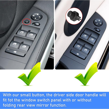 Jaronx Compatible with BMW 3 Series E90 LCI/E91 LCI Driver Side Door Handle 2008-2011, Snap-in Door Pull Handle Cover and Window Switch Panel for BMW 320i,323i,325i,328i,335i(13.98inch)-Black