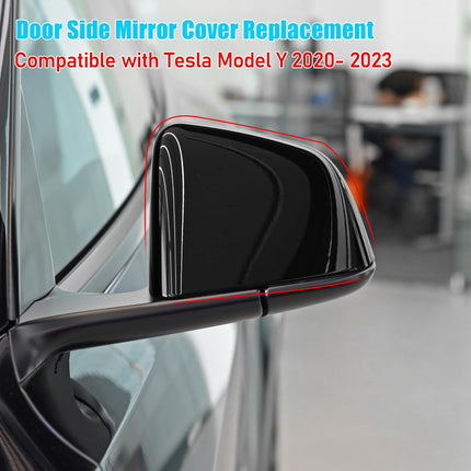 Jaronx Compatible with Tesla Model Y Side Mirror Cover Replacement 2020 2021 2022 2023, Left Driver Side Black Rearview Mirror Cover, Door Wing Mirror Cover Cap for Tesla Model Y Accessories