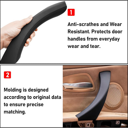 Jaronx Compatible with BMW 3 Series E90/E91 Door Handle Covers, 6PCS Door Pull Handle Cover for BMW 325i 328i 335i 330i 2006-2011, Left and Right Passenger Door Handle (Black)