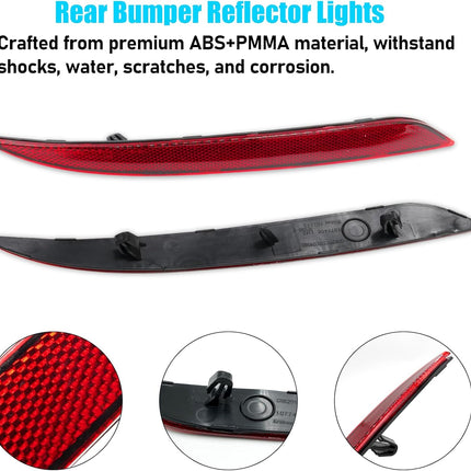 Jaronx Compatible with Tesla Mode 3 Rear Bumper Reflector Lights 2017-2023, Left & Right Rear Bumper Red Marker Trim, Bumper Reflector Light Replacement for Model 3 Back Bumper Tail Reflector