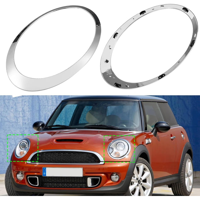 chromed headlight trim rings