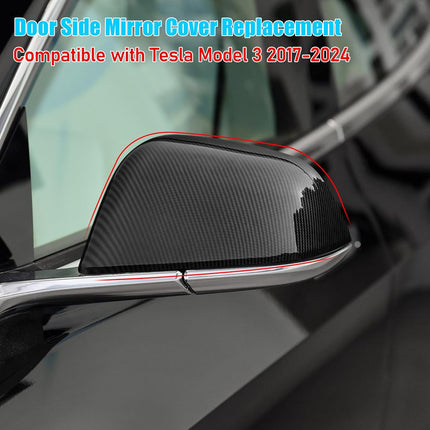 Tesla Model 3 Mirror Caps Side Mirror Replacement,Carbon Fiber Pattern| Jaronx
