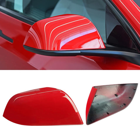 Jaronx Compatible with Tesla Model 3 Side Mirror Cover Replacement 2017 2018 2019 2020 2021 2022 2023 2024, Passenger Side Rear View Mirror Cover, Door Mirror Cover Caps for Model 3 Accessories(Red)