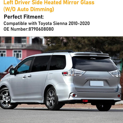 Toyota Sienna Left Driver Side Power Heated Mirror Glass| Jaronx