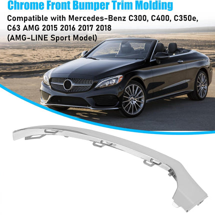 For Mercedes-Benz W205 Front Bumper Trim Molding 2015-2018,Left Side Front Bumper Lower Chrome Trim Replacement A2058851374 for Mercedes W205 C300 C400 C350 C63 AMG-LINE Sport Model