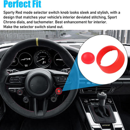 For Porsche Cayenne Panamera Macan Taycan Steering Wheel Drive Mode Knob Driving Mode Dial Cover (Sporty Red) | Jaronx