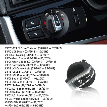 Jaronx Compatible with BMW Headlight Control Knob, Upgraded Head Light Switch Konb Button, Headlampe Switch Knob Replacement Headlights Control Knob for 5 F10 F11, 6 F12 F13, 7 F01 F02, X3 F25, X4 F26