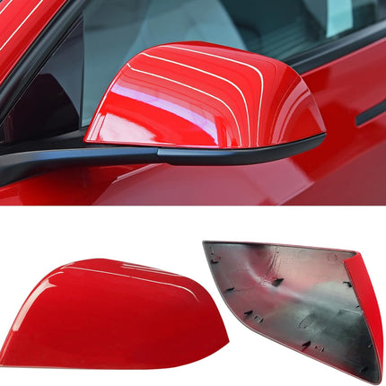 Jaronx Compatible with Tesla Model 3 Side Mirror Cover Replacement 2017 2018 2019 2020 2021 2022 2023 2024, Driver Side Rear View Mirror Cover, Door Mirror Cover Caps for Model 3 Accessories(Red)