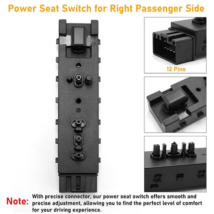 Right Passenger 10-Way Seat Adjust Switch for Ford, Lincoln, Mercury (2006-2019) - Replaces 9L3Z-14A701FA, 6H6Z-14A701FA, SW7337| Jaronx