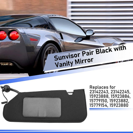 Jaronx Compatible with Chevrolet Corvette C6 Sun Visor 2005-2013, C6 Sunvisor Replacment with Vanity Mirror W/O Homelink Sun Visor, Left Driver and Right Passenger Sun Visor Replace 23142243 23142245