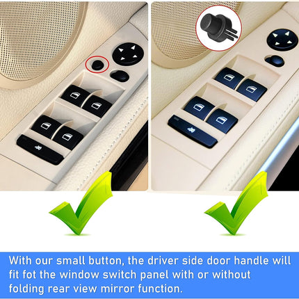 Jaronx Compatible with BMW 3 Series E90/E91 Driver Side Door Handle 2004-2007, Snap-in Door Pull Handle Cover and Window Switch Panel for BMW 318i,320i,325i,328i,330i,335i(14.76inch)-Beige