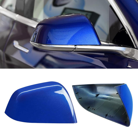 Jaronx Compatible with Tesla Model 3 Side Mirror Cover Replacement 2017 2018 2019 2020 2021 2022 2023 2024, Passenger Side Rear View Mirror Cover, Door Mirror Cover Caps for Model 3 Accessories(Blue)