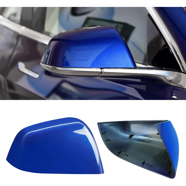 Jaronx Compatible with Tesla Model 3 Side Mirror Cover Replacement 2017 2018 2019 2020 2021 2022 2023 2024, Passenger Side Rear View Mirror Cover, Door Mirror Cover Caps for Model 3 Accessories(Blue)