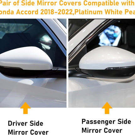 Honda Accord Mirror Cover,Platinum White Pearl,1 Pair| Jaronx