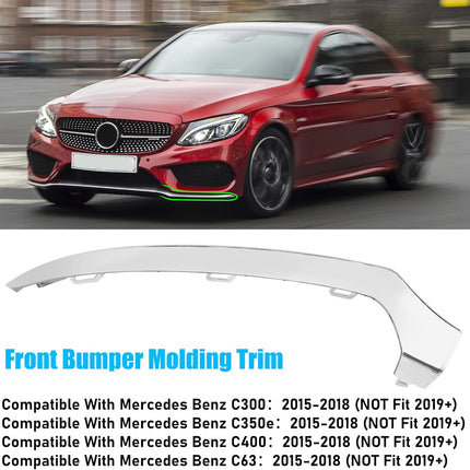 For Mercedes-Benz W205 Front Bumper Trim Molding 2015-2018,Left Side Front Bumper Lower Chrome Trim Replacement A2058851374 for Mercedes W205 C300 C400 C350 C63 AMG-LINE Sport Model