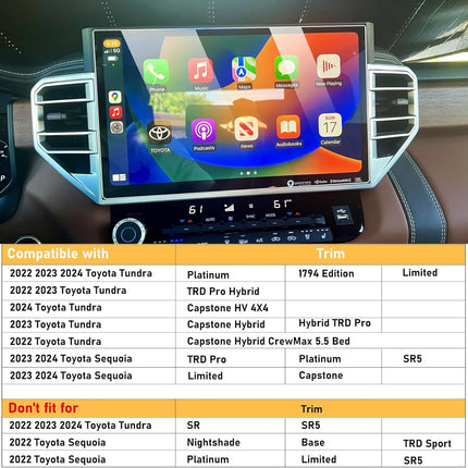 Toyota Tundra Screen Protector 2022-2024,Sequoia Tempered Glass Screen Protector 2023 2024,14" Tundra Touchscreen Protector High Definition 9H Hardness Anti-Fingerprint,1 PCS| Jaronx