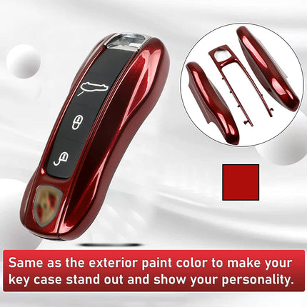 Jaronx Compatible with Porsche Key Fob Cover, Key Cover Compatible with Porsche Cayenne Panamera Macan Cayman 911 Key Fob Cover Key Shell Compatible with Porsche Key Accessories (Cherry Red-New)