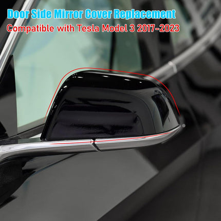 Tesla Model 3 Side Mirror Cover Replacement (2017-2023) - Black | Jaronx