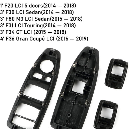 Jaronx Compatible with BMW 3 4 Series Window Switch Panel Cover 2014-2019,4PCS Door Window Control Panel Cover for BMW 1‘ F20 LCI 2014-2018, 3’ F30 F31 F80 2014-2018, 4‘ F36 2016-2019 (Black)