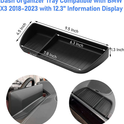 Jaronx Compatible with BMW X3/X4 Center Console Organizer 2022-2023 with 12.3" Screen, Silicone Hidden Storage Tray Behind Screen, Dash Console Organizer for BMW X3/X4 Dash Tray Dashboard Organizer