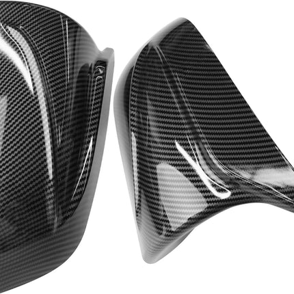 Jaronx Compatible with Tesla Model 3 Side Mirror Cover 2017-2024, Horns M Style Carbon Fiber Pattern Rear View Mirror Cover,Clip-on Left Driver and Right Side Mirror Caps for Tesla Model 3 Accessories