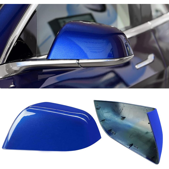 Jaronx Compatible with Tesla Model 3 Side Mirror Cover Replacement 2017 2018 2019 2020 2021 2022 2023 2024, Driver Side Rear View Mirror Cover, Door Mirror Cover Caps for Model 3 Accessories(Blue)