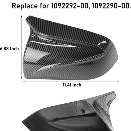 Jaronx Compatible with Tesla Model 3 Side Mirror Cover 2017-2024, Horns M Style Carbon Fiber Pattern Rear View Mirror Cover,Clip-on Left Driver and Right Side Mirror Caps for Tesla Model 3 Accessories