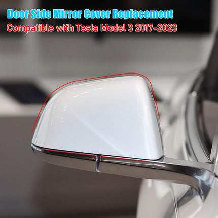 Jaronx Compatible with Tesla Model 3 Side Mirror Cover Replacement 2017 2018 2019 2020 2021 2022 2023, Passenger Side Rear View Mirror Cover, Door Wing Mirror Cover Caps for Model 3 Accessories(White)