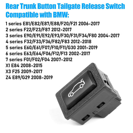 Jaronx Compatible with BMW Trunk Switch Assembly Rear Trunk Button Tailgate Release Switch 1' E81/E82, 2' F22/F23,3' E90/F30,4' F32,5' E60/F10/F11,6' E63/F12,7' F01/F02,X1 E84,X3 F25,Z4 E89/G29(Black)