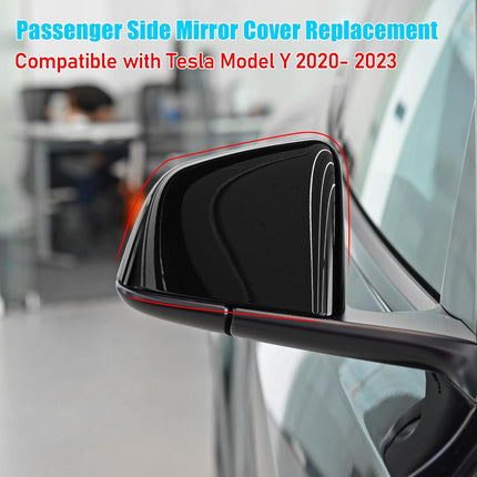 Jaronx Compatible with Tesla Model Y Side Mirror Cover Replacement 2020 2021 2022 2023, Right Passenger Side Black Rearview Mirror Cover, Door Wing Mirror Cover Cap for Tesla Model Y Accessories