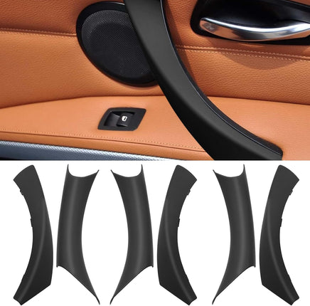 For BMW 3 E90/E91 Door Handle Covers, 6PCS Door Pull Handle Cover Left and Right Passenger (Black) |Jaronx