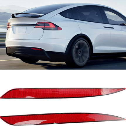 Jaronx Compatible with Tesla Mode Y Rear Bumper Reflector 2020-2023, Left & Right Rear Bumper Red Marker Lights Lens Trim, Tail Reflector Light Replacement for Model Y, Back Bumper Reflector Lights