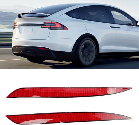 Jaronx Tesla Model Y Rear Bumper Reflectors 2020-2023 - Red Marker Light Lens Trim