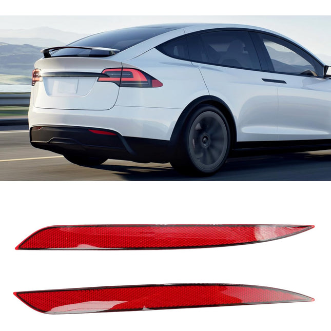 Jaronx Tesla Model Y Rear Bumper Reflectors 2020-2023 - Red Marker Light Lens Trim