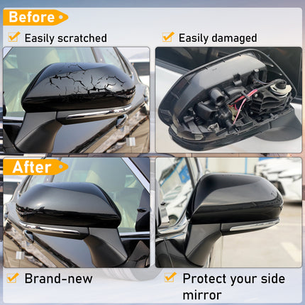 Toyota Camry Mirror Cover Replacement (2018-2024) | 8th Gen | 1 Pair Glossy Black | Jaronx