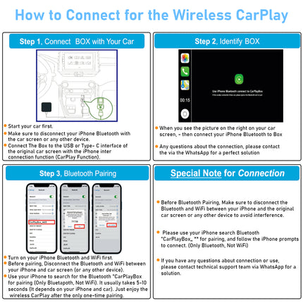 Wireless CarPlay Adapter Pro Edition for Apple iPhone iOS 10+, wireless carplay adapterfor OEM Wired CarPlay Car Model 2017+ Play Plug USB to Type C,1 USB, 1Adapters