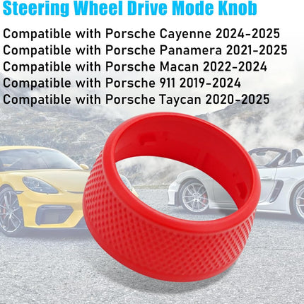 For Porsche Cayenne Panamera Macan Taycan Steering Wheel Drive Mode Knob Driving Mode Dial Cover (Sporty Red) | Jaronx