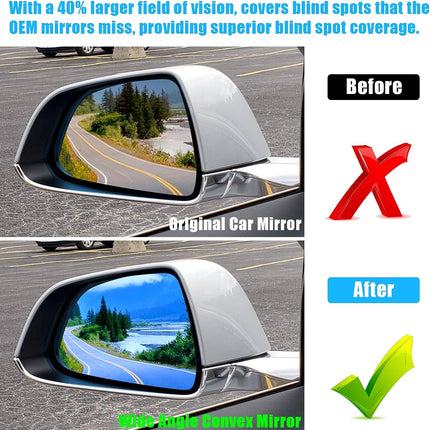 Jaronx Compatible with Tesla Model 3 Side Mirror Glass Replacement 2PCS, Heated Defogging Anti Glare Model 3 Rear View Mirror, Blue Mirror Glass Lens for Model 3 2017-2023 (Driver Side+Passenger Side)