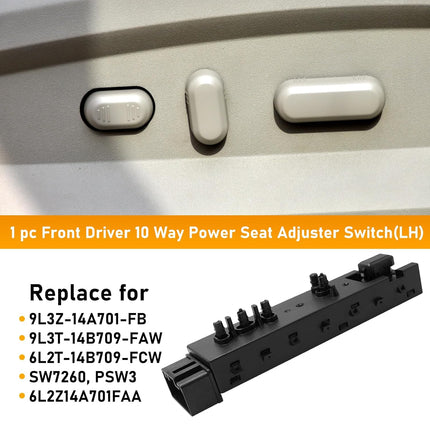 10-Way Left Driver Seat Adjust Switch for Ford, Lincoln, Mercury (2006-2019) - Replaces 9L3Z-14A701-FB, 9L3T-14B709-FAW| Jaronx