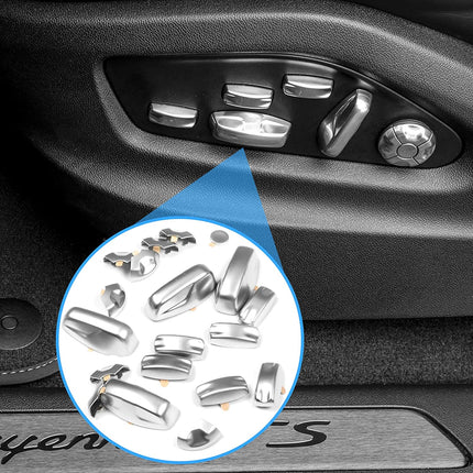Jaronx Compatible with Porsche Seat Adjust Button Covers, Chrome Seat Button Caps Seat Control Switch Button Covers Compatible with Cayenne 2022-2023/Panamera 2022-2023/911 2020-2023/Taycan 2019-2023