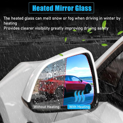 Jaronx Compatible with Tesla Model 3 Side Mirror Glass Replacement 2PCS, Heated Defogging Anti Glare Model 3 Rear View Mirror, Blue Mirror Glass Lens for Model 3 2017-2023 (Driver Side+Passenger Side)