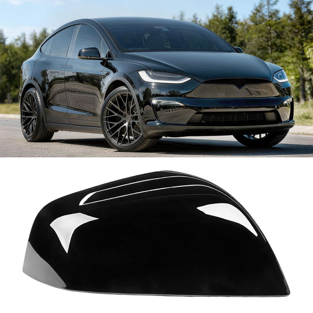 For Tesla Model X Mirror Cover Replacement 2016-2025, Right Passenger Side Clip-on Rear View Mirror Cover Cap for Tesla Model X Accessories 1054431-00-D (Black) | Jaronx