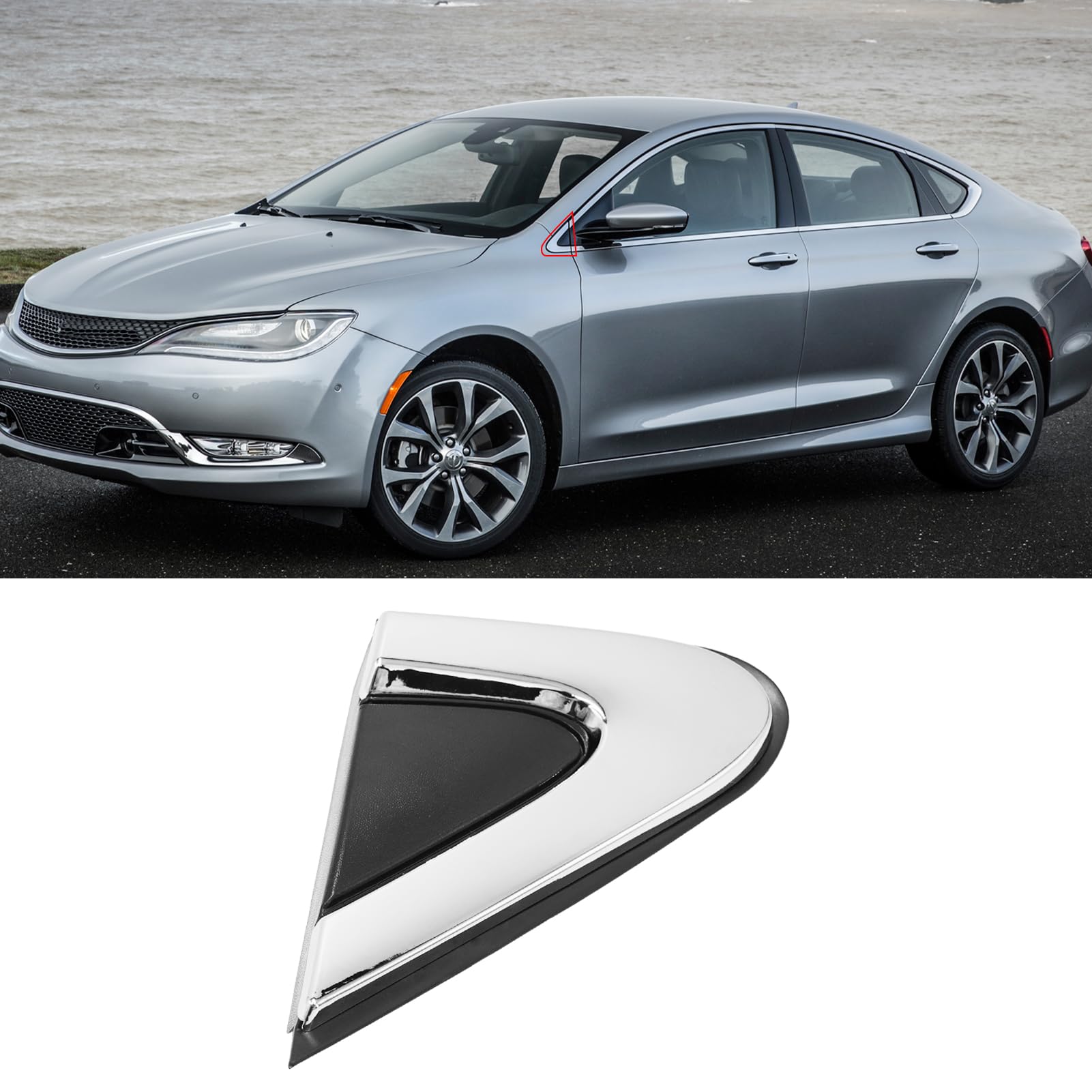 Chrome Side Mirror Molding Covers Trims Set For 2004 Mitsubishi Lancer Wagon – Self-Adhesive, No Light Cutout