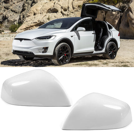For Tesla Model X Mirror Cover Replacement 2016-2025, Left Driver&amp;Right Passenger Clip-on Side View Mirror Cover Cap for Tesla Model X Accessories 1054430-11-D 1054431-11-D(White)| Jaronx