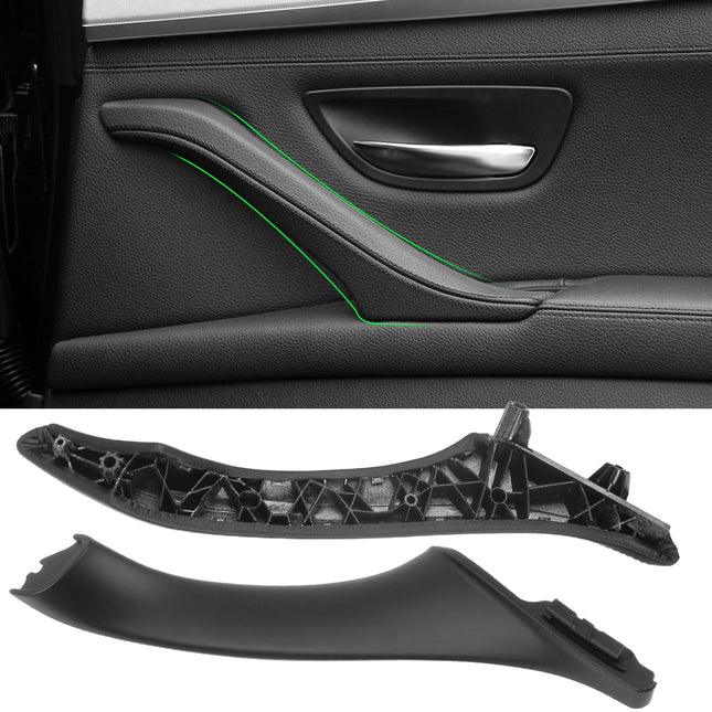 BMW 5 Series F10/F11 2010-2016 Right Interior Door Handle (Leather, Black) | Jaronx