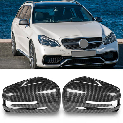 Mercedes Benz Mirror Cover, Carbon Fiber Pattern, for C-Class W204, E-Class W212, S W221, GLK X204, GLA X156, OE: A2128100164, A2128100964 | Jaronx
