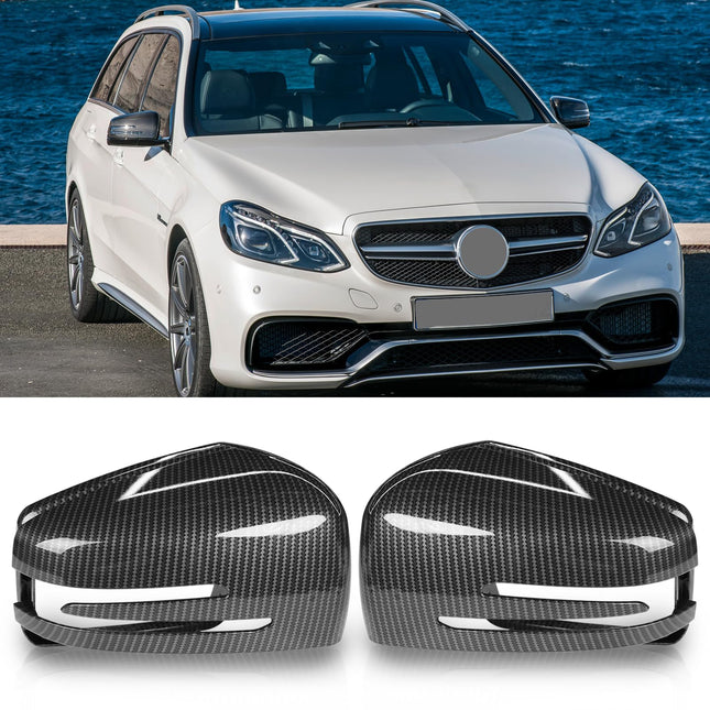 Mercedes Benz Mirror Cover, Carbon Fiber Pattern, for C-Class W204, E-Class W212, S W221, GLK X204, GLA X156, OE: A2128100164, A2128100964 | Jaronx