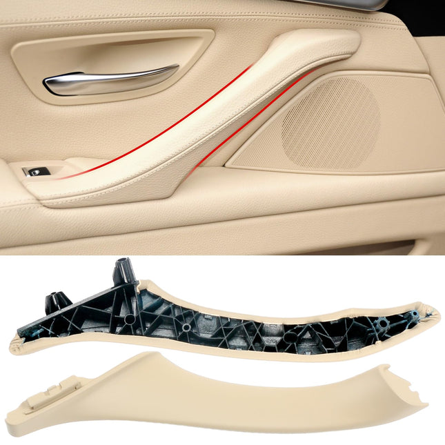 BMW 5 Series F10/F11 2010-2016 Left Rear Door Handle (Leather, Beige) | Jaronx